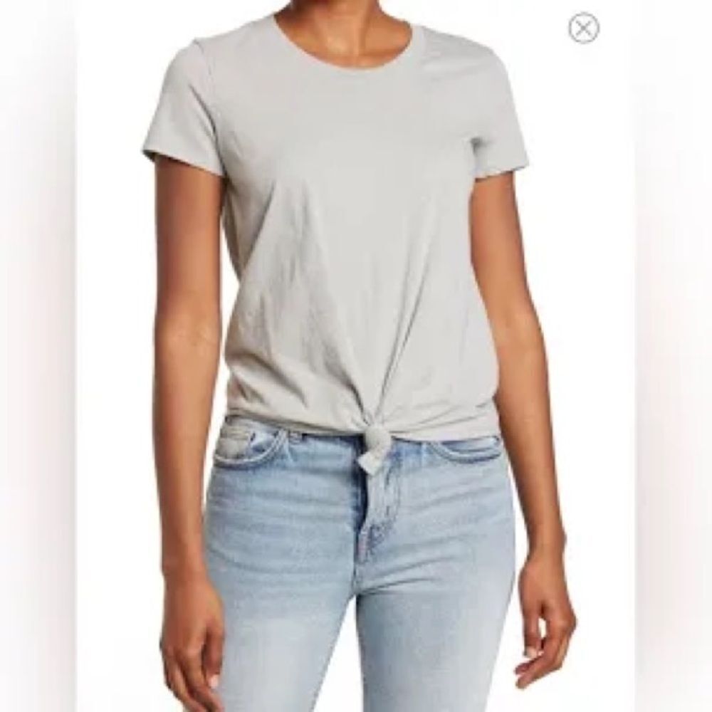 Madewell Knot Front Tee in Gray Medium
